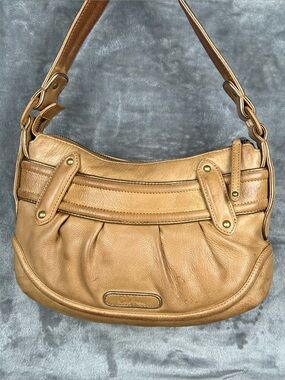 Cole Haan Kaylie Shoulder Bag Purse Tan Leather Y2K Crescent Hobo
